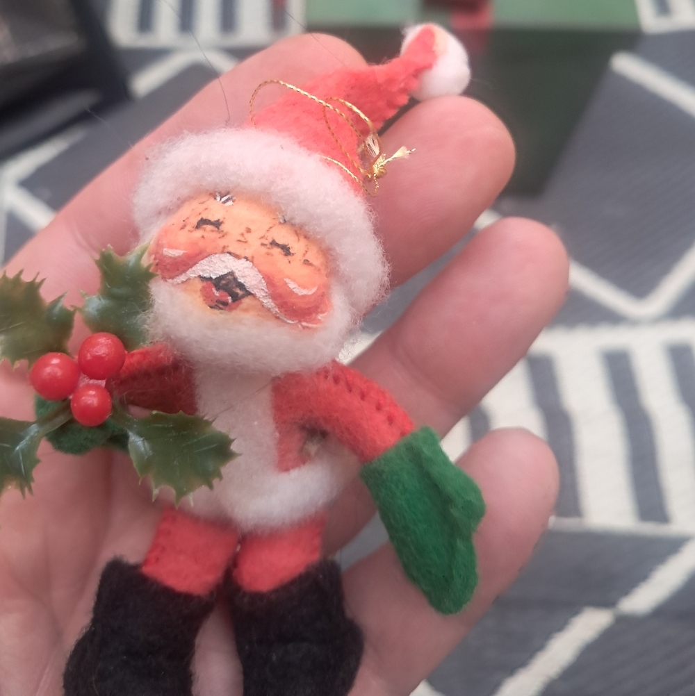 Annalee Red and Green Santa Ornament